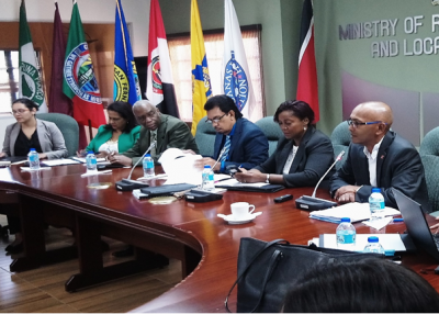 From left: Advisor to Minister, Dr. Krystel Ramdathsingh, Permanent Secretary Stara Ramlogan, Chairman San Juan/Laventille Regional Corporation, Anthony Roberts, Minister of Rural Development and Local Government, the Honourable Kazim Hosein, Permanent Secretary Jennifer Daniel and Procurement Regulator, Mr. Moonilal Lalchan, Office of Procurement Regulation
