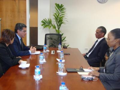 Caption: Minister of Foreign and CARICOM Affairs, Senator the Honourable Dennis Moses (2nd from right) during the meeting with Special Envoy for the Caribbean Countries, Ministry of Foreign Affairs and International Cooperation of Italy, His Excellency Paolo Serpi. (Photo courtesy the Ministry of Foreign and CARICOM Affairs)