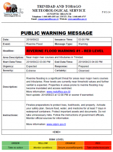 Tropical Storm Warning Discontinued Riverine Warning In Effect Trinidad And Tobago Government News