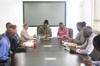 Caption: Minister of Social Development and Family Services, Cherrie-Ann Crichlow-Cockburn during the meeting with PAVI on Thursday February 1, 2017 at the Ministry’s Head Office at CL Building, 32-43 St. Vincent Street Port of Spain. Also at the meeting were members of the Ministry’s executive including PS Joy Persad Myers and Deputy Permanent Secretary, Mr Dennis Williams. (Photo courtesy the Ministry of Social Development and Family Services)