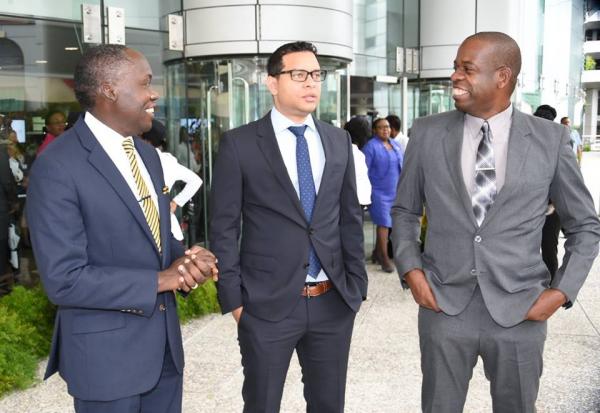 Minister of Public Administration and Communications, the Honourable Maxie Cuffie and Minister of Housing and Urban Development, the Honourable Randall Mitchell and Minister in the Ministry of Education, Dr. Lovell Francis